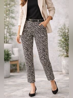 Banana Republic Modern Sloan Ankle Pants Zebra Print Mid-Rise – Size 8